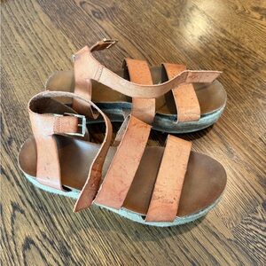 Tan Platform Sandals with Adjustable Buckle